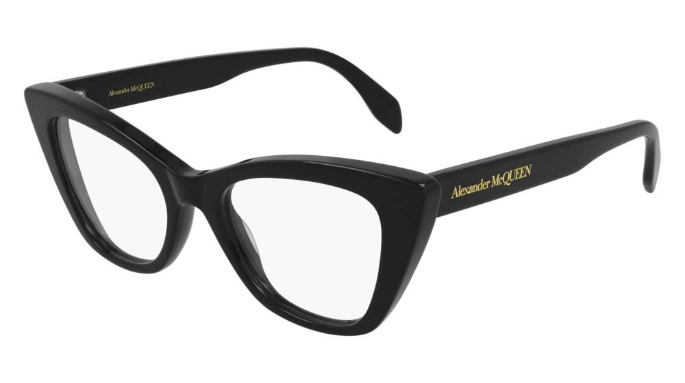 Eyeglasses Alexander McQueen Romance AM0305O-001 color black shape cat eye lenses transparent