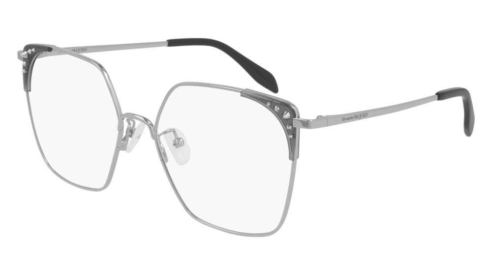 Eyeglasses Alexander McQueen Romance AM0312O-001 color silver shape rectangle lenses transparent