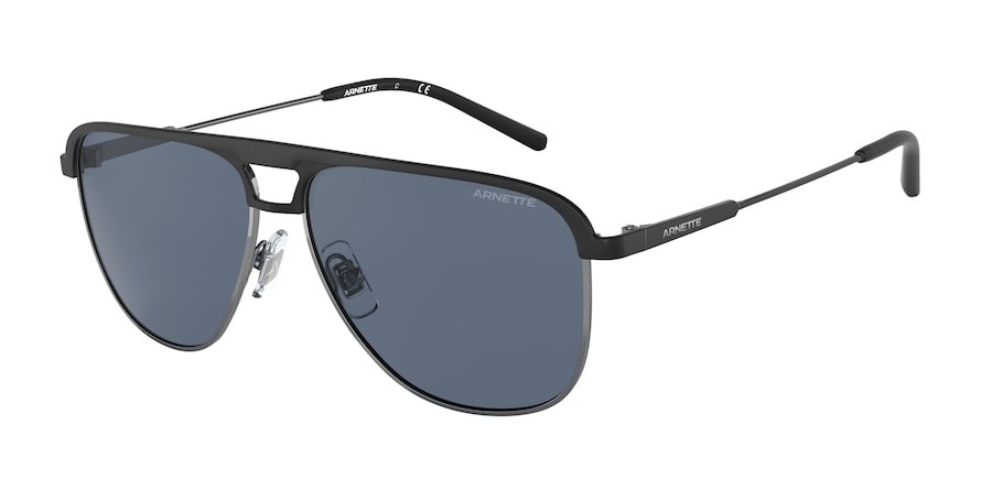 Sonnenbrillen Arnette Holboxx AN 3082 (733/55) farbe black matte form aviator gläser dark blue