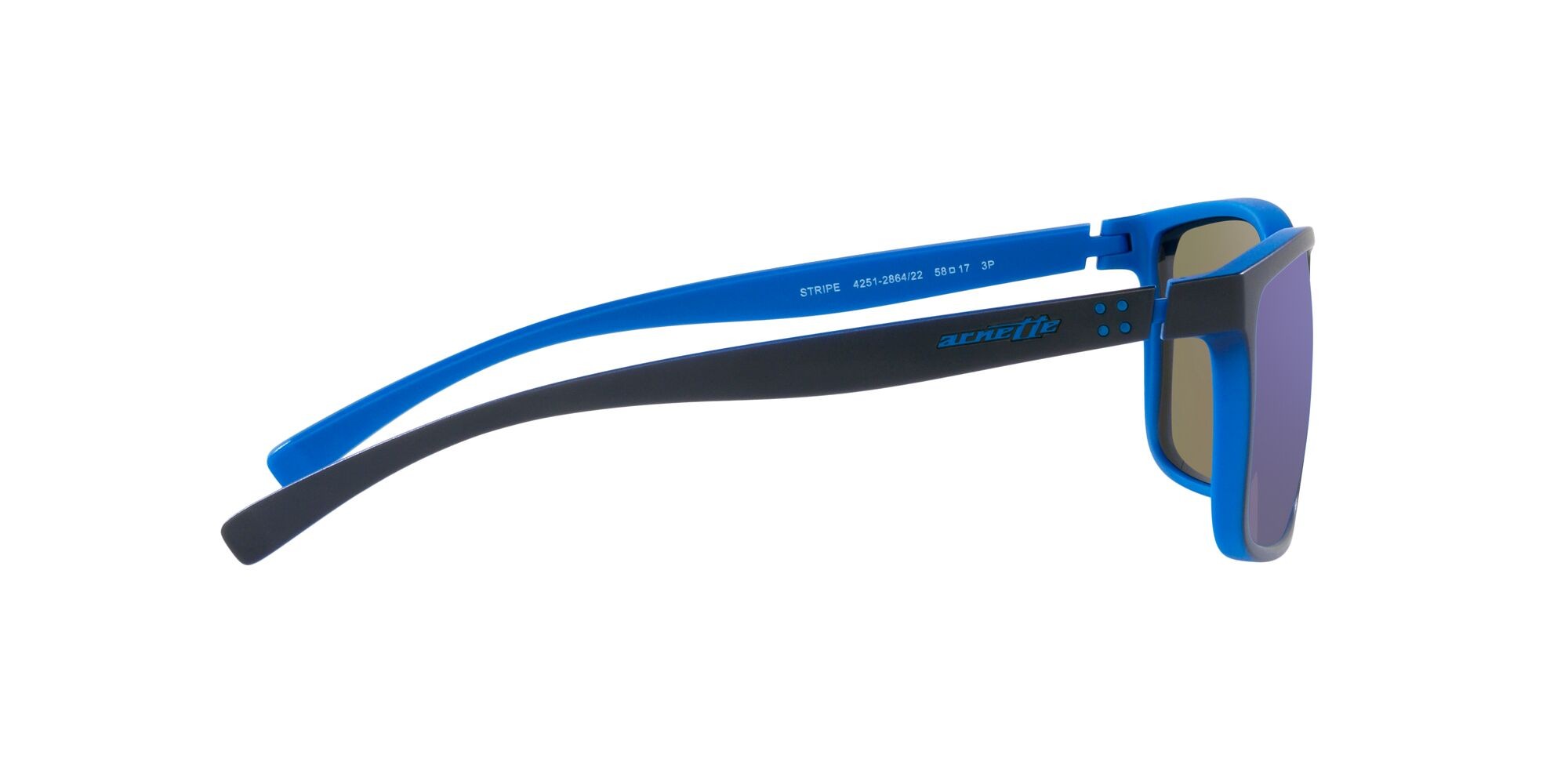Sunglasses Arnette Stripe AN 4251 (286422) color blu opaco su azzurro shape rectangle lenses polarizzata grigio scuro specchiato blu marino