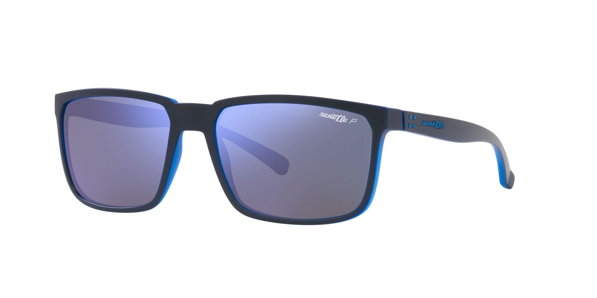 Sunglasses Arnette Stripe AN 4251 (286422) color blu opaco su azzurro shape rectangle lenses polarizzata grigio scuro specchiato blu marino