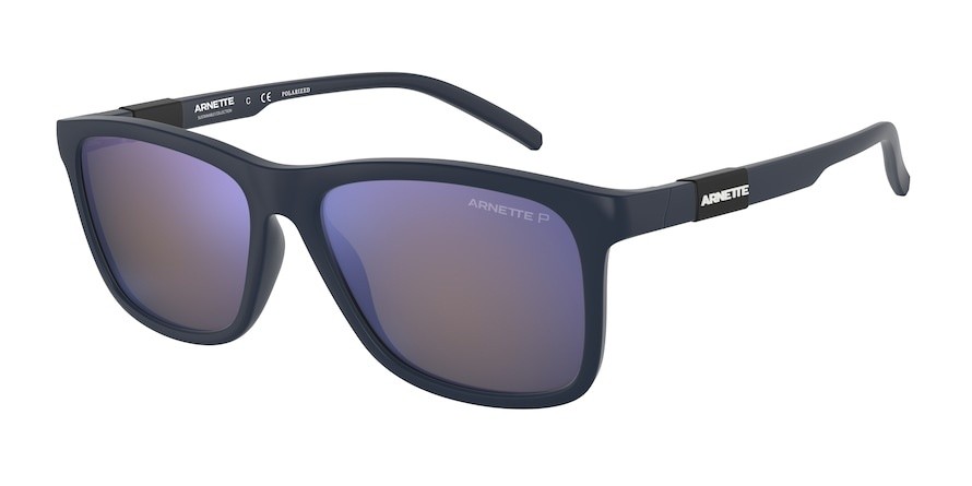 Sonnenbrillen Arnette Dude AN 4276 (258722) farbe matte blue form quadratisch gläser polar dark grey mirror water