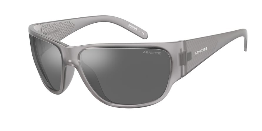 Sonnenbrillen Arnette Wolflight AN 4280 (27446G) farbe transparent grey matte form rechteckig gläser grey mirror silver