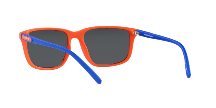Sonnenbrillen Arnette Pirx AN 4288 (277855) farbe matte orange form quadratisch gläser blue mirror blue