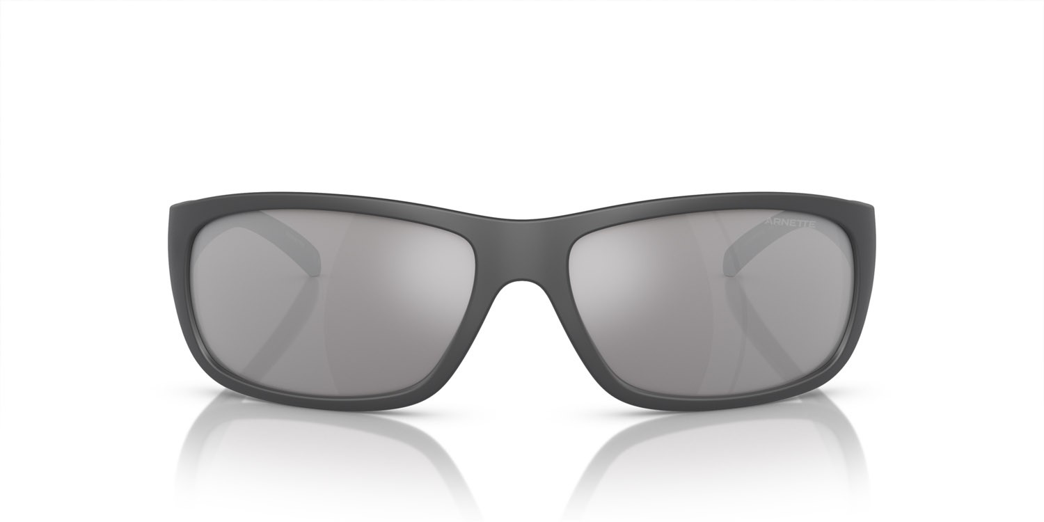 Sonnenbrillen Arnette Uka-uka AN 4290 (28706G) farbe matte medium grey form rechteckig gläser grigio chiaro specchiato argento 80