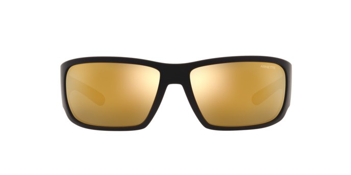 Sonnenbrillen Arnette Snap II AN 4297 (28085A) farbe matte black form rechteckig gläser mirror yellow gold