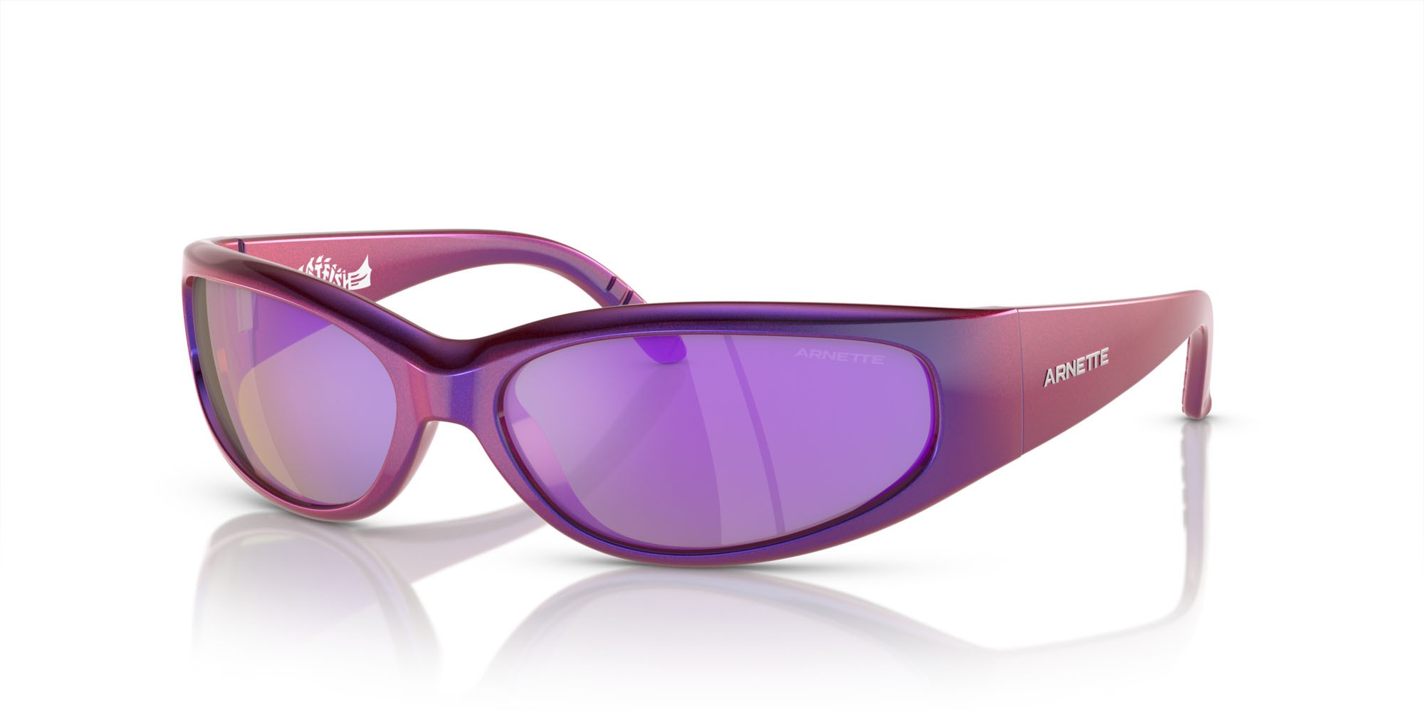 Sonnenbrillen Arnette Catfish AN 4302 (29084V) farbe blu iridescente/viola form oval gläser viola specchiato grigio