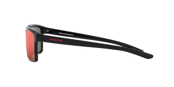 Sunglasses Arnette Mwamba AN 4322 (27536Q) color nero shape rectangle lenses arancione specchiato grigio / giallo