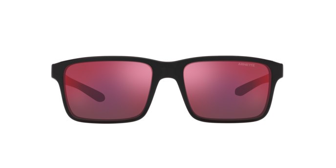 Sunglasses Arnette Mwamba AN 4322 (27536Q) color nero shape rectangle lenses arancione specchiato grigio / giallo