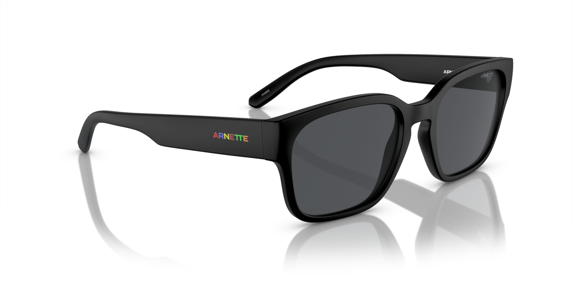 Occhiali da sole Arnette Hamie AN 4325 (290087) colore nero riciclato opaco forma quadrato lenti grigio scuro