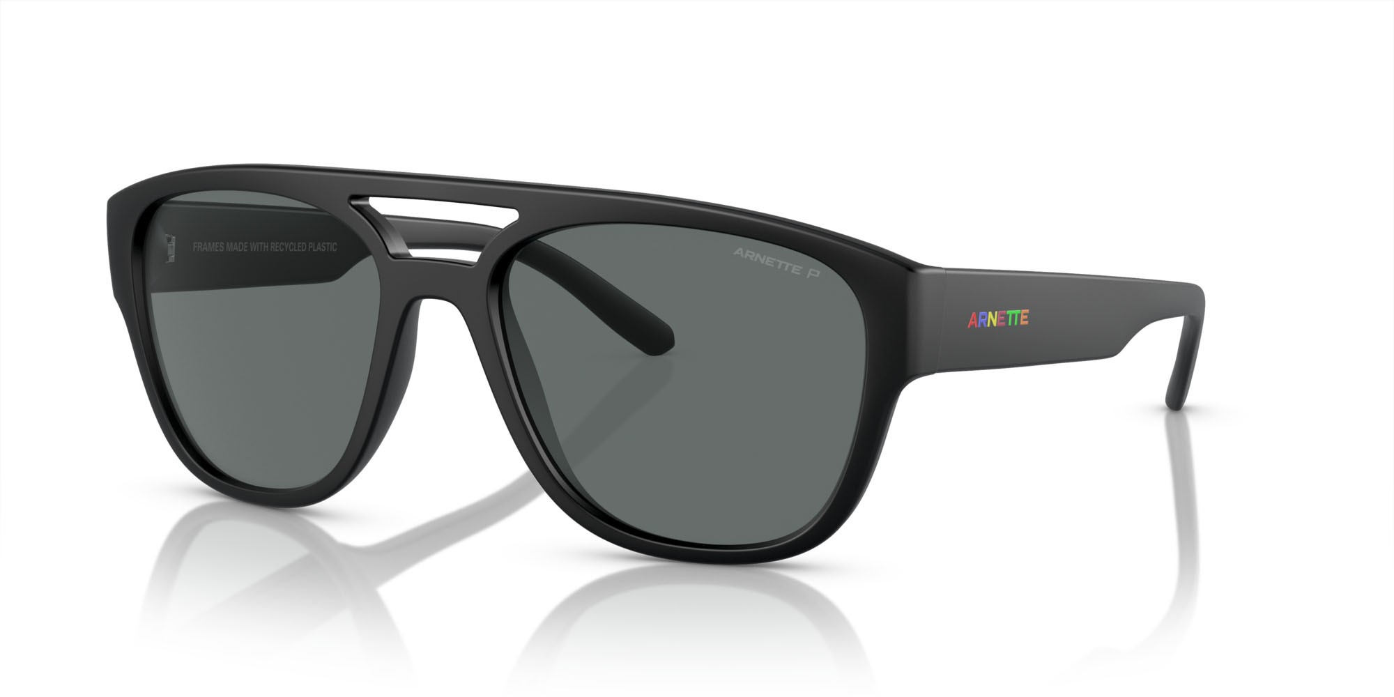 Sonnenbrillen Arnette Mew2 AN 4327 (290081) farbe nero riciclato opaco form aviator gläser polarized grigia
