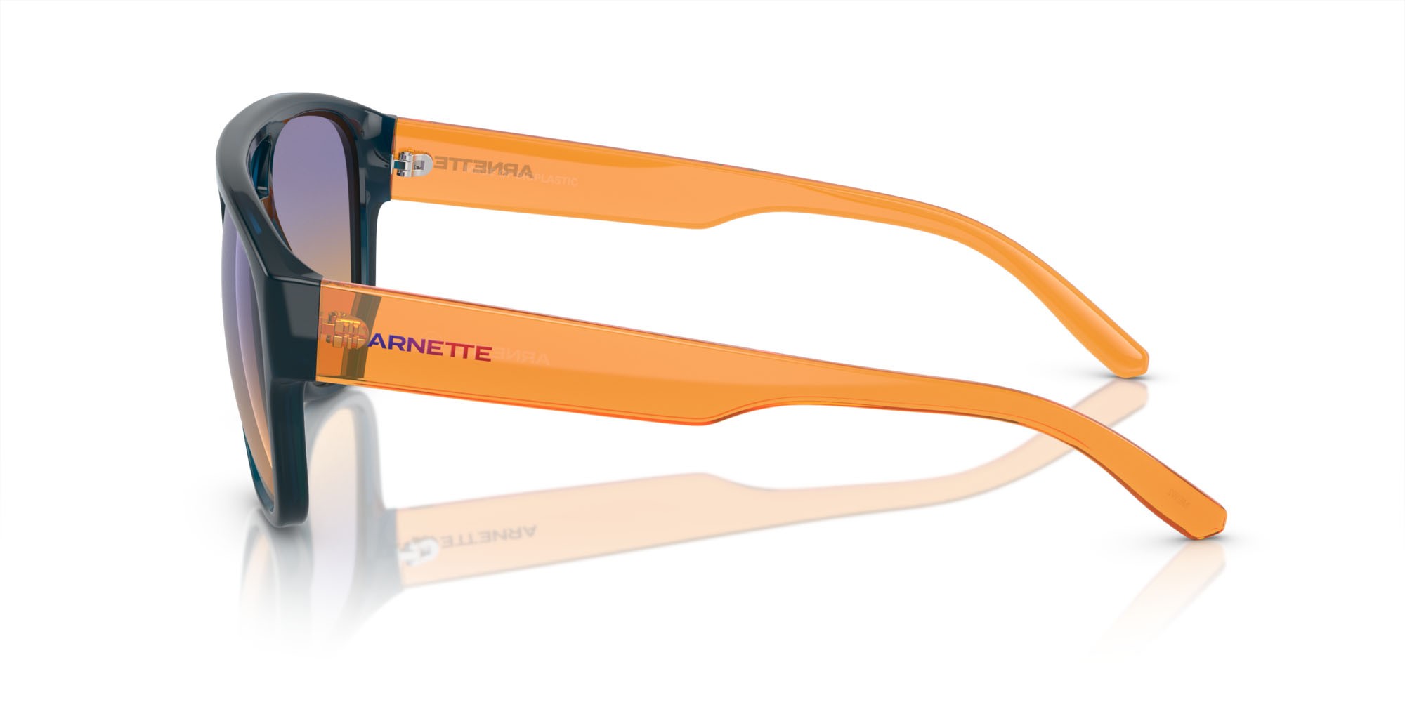 Sonnenbrillen Arnette Mew2 AN 4327 (29012H) farbe blu trasparente form aviator gläser blu con arancio