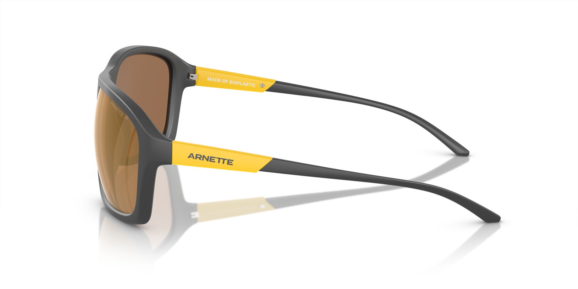 Sonnenbrillen Arnette Nitewish AN 4329 (28702T) farbe grigio opaco form quadratisch gläser marrone specchiata oro polarizzata