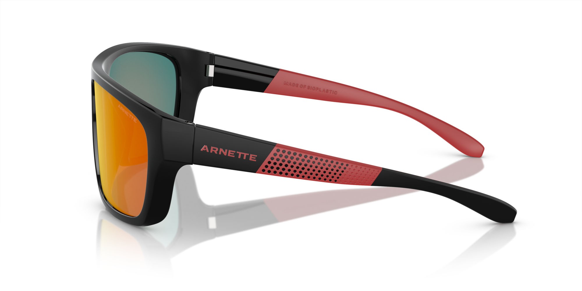 Occhiali da sole Arnette Hijiki AN 4330 (27536Q) colore nero forma quadrato lenti rosso specchiato grigio scuro/giallo