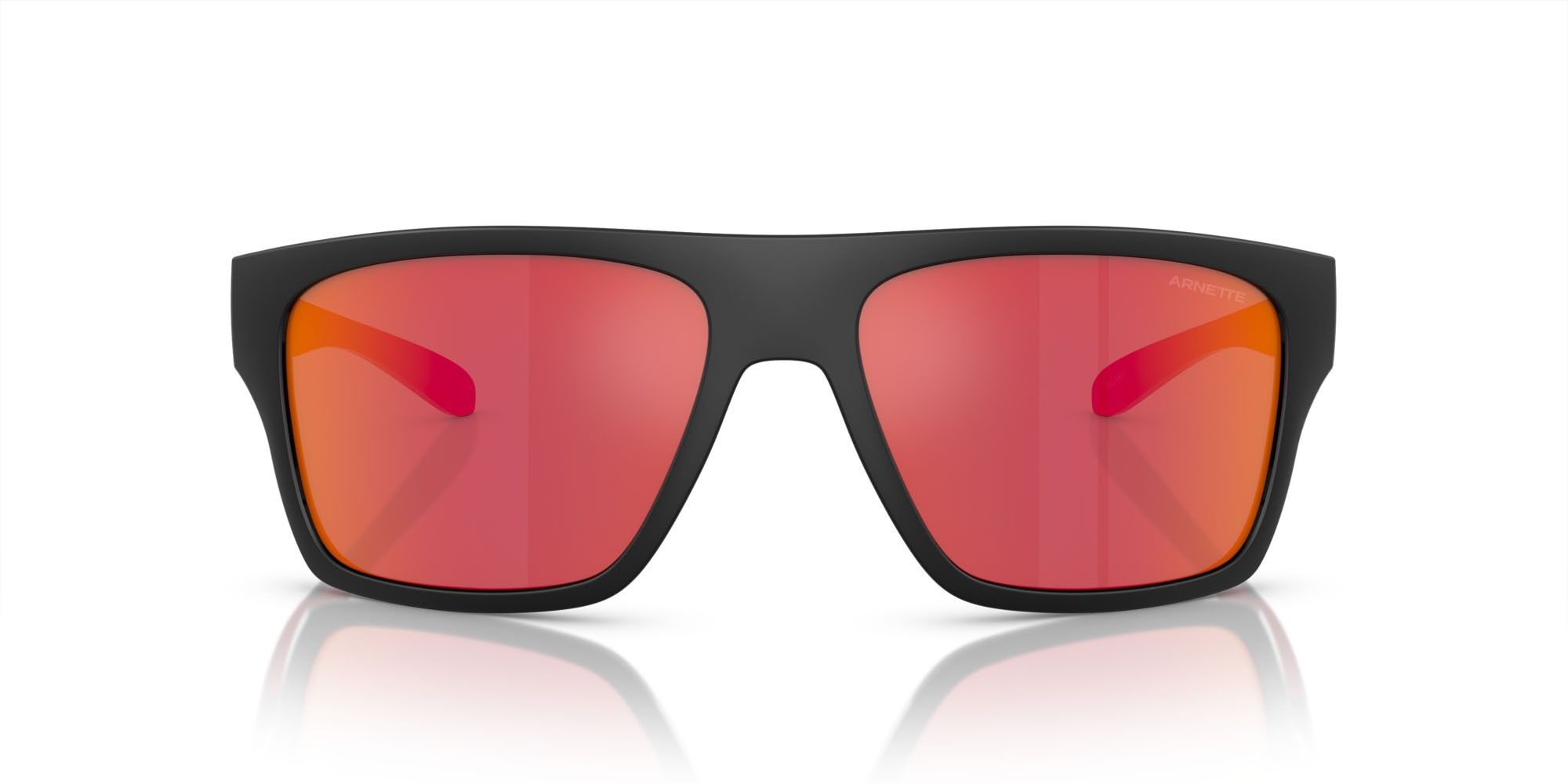 Occhiali da sole Arnette Hijiki AN 4330 (27536Q) colore nero forma quadrato lenti rosso specchiato grigio scuro/giallo