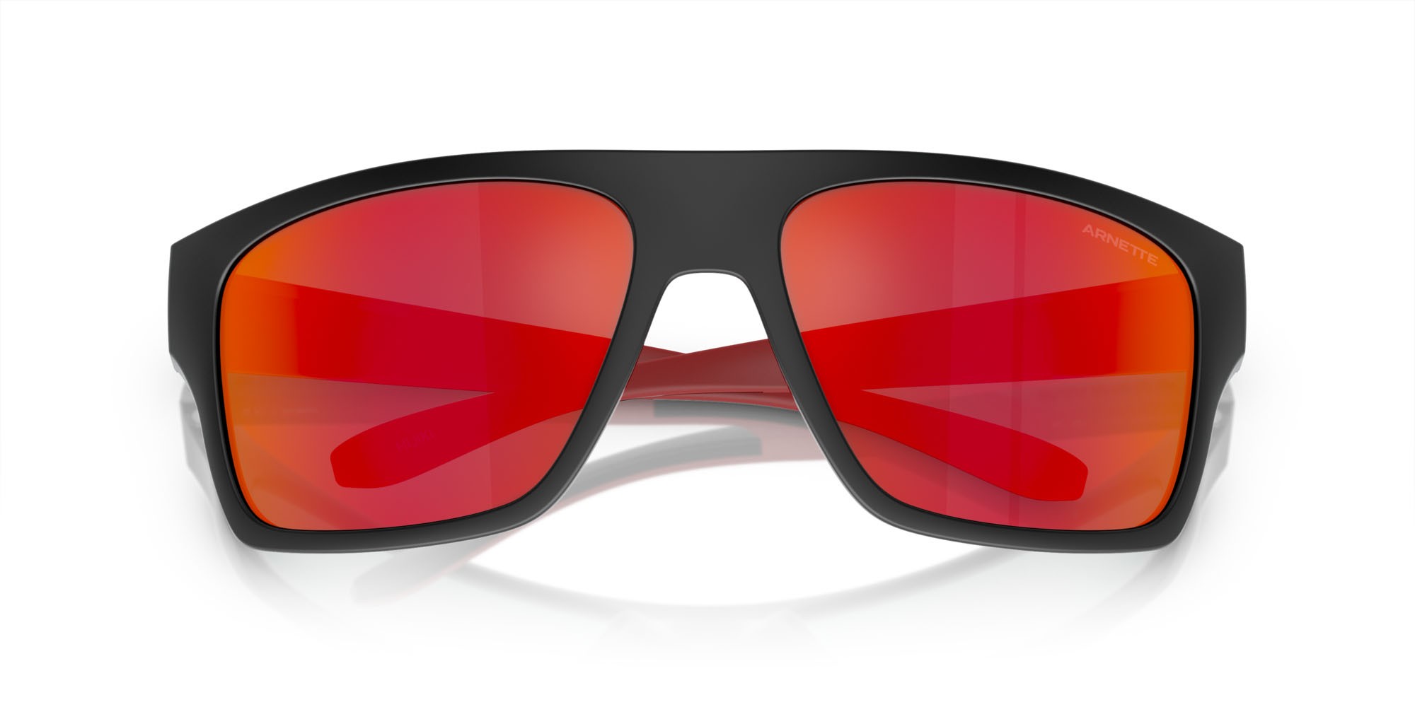 Occhiali da sole Arnette Hijiki AN 4330 (27536Q) colore nero forma quadrato lenti rosso specchiato grigio scuro/giallo