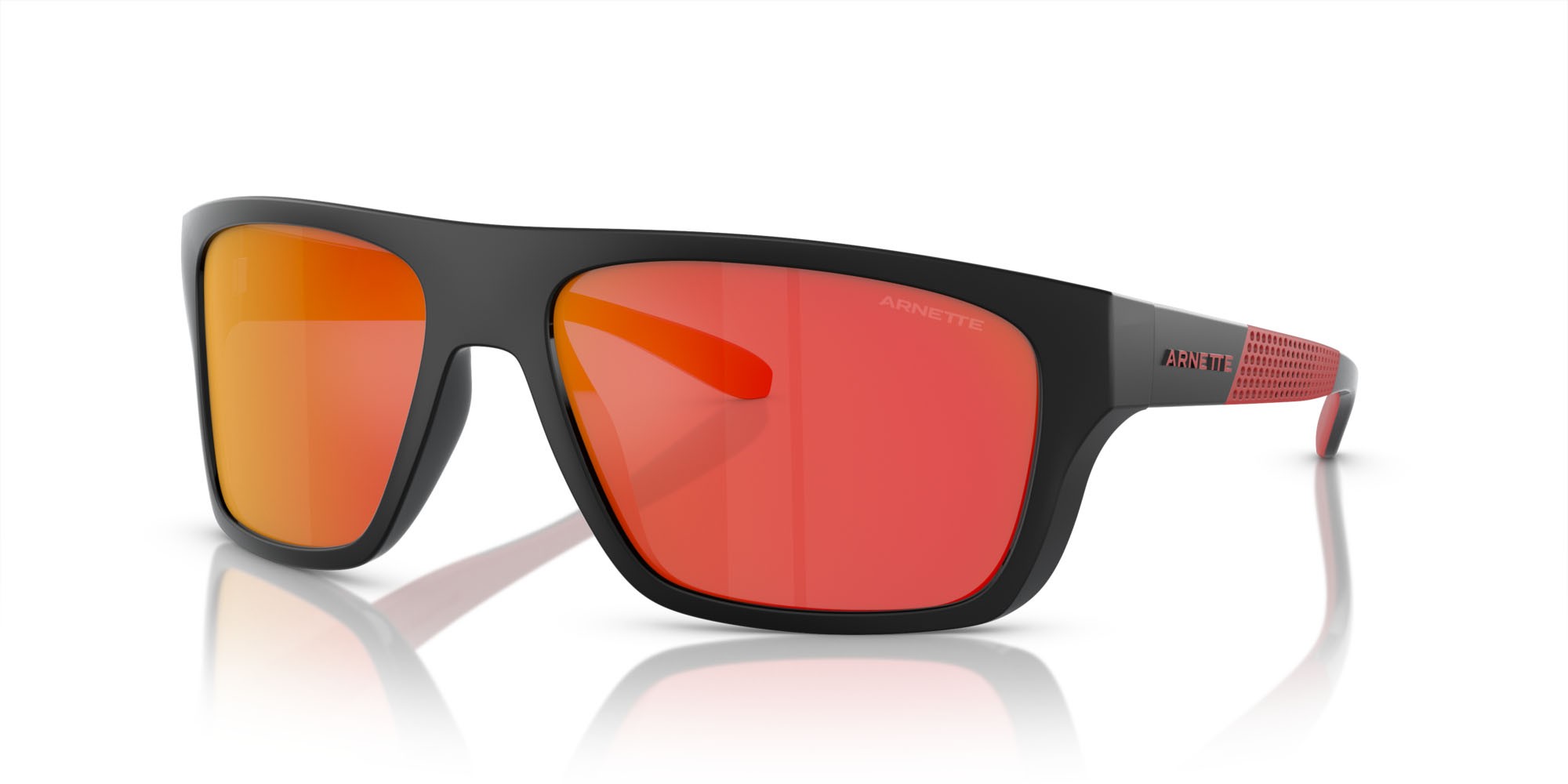 Occhiali da sole Arnette Hijiki AN 4330 (27536Q) colore nero forma quadrato lenti rosso specchiato grigio scuro/giallo