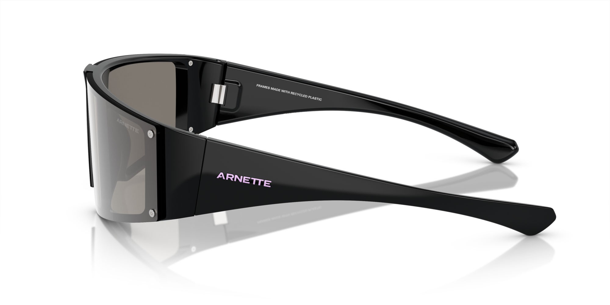 Sonnenbrillen Arnette Saturnya AN 4332 (29006G) farbe nero riciclato form rechteckig gläser grigio chiaro specchiato argento