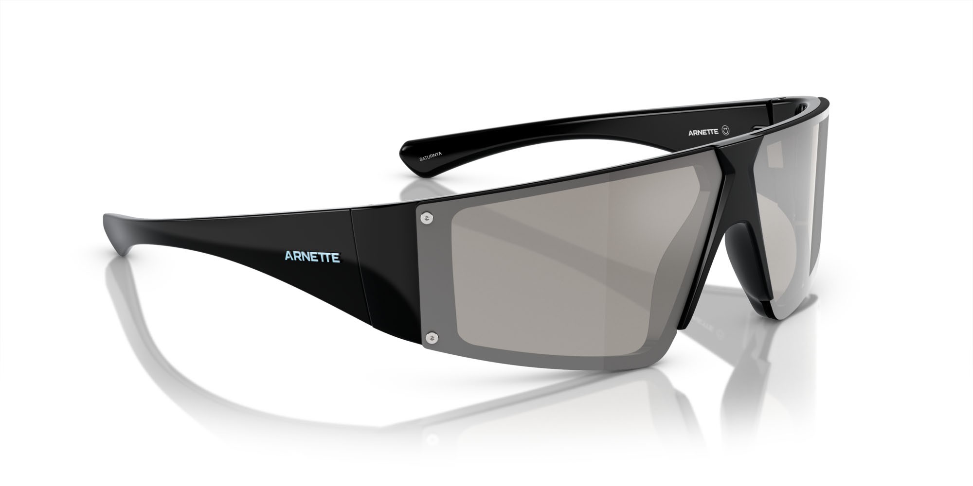 Sonnenbrillen Arnette Saturnya AN 4332 (29006G) farbe nero riciclato form rechteckig gläser grigio chiaro specchiato argento