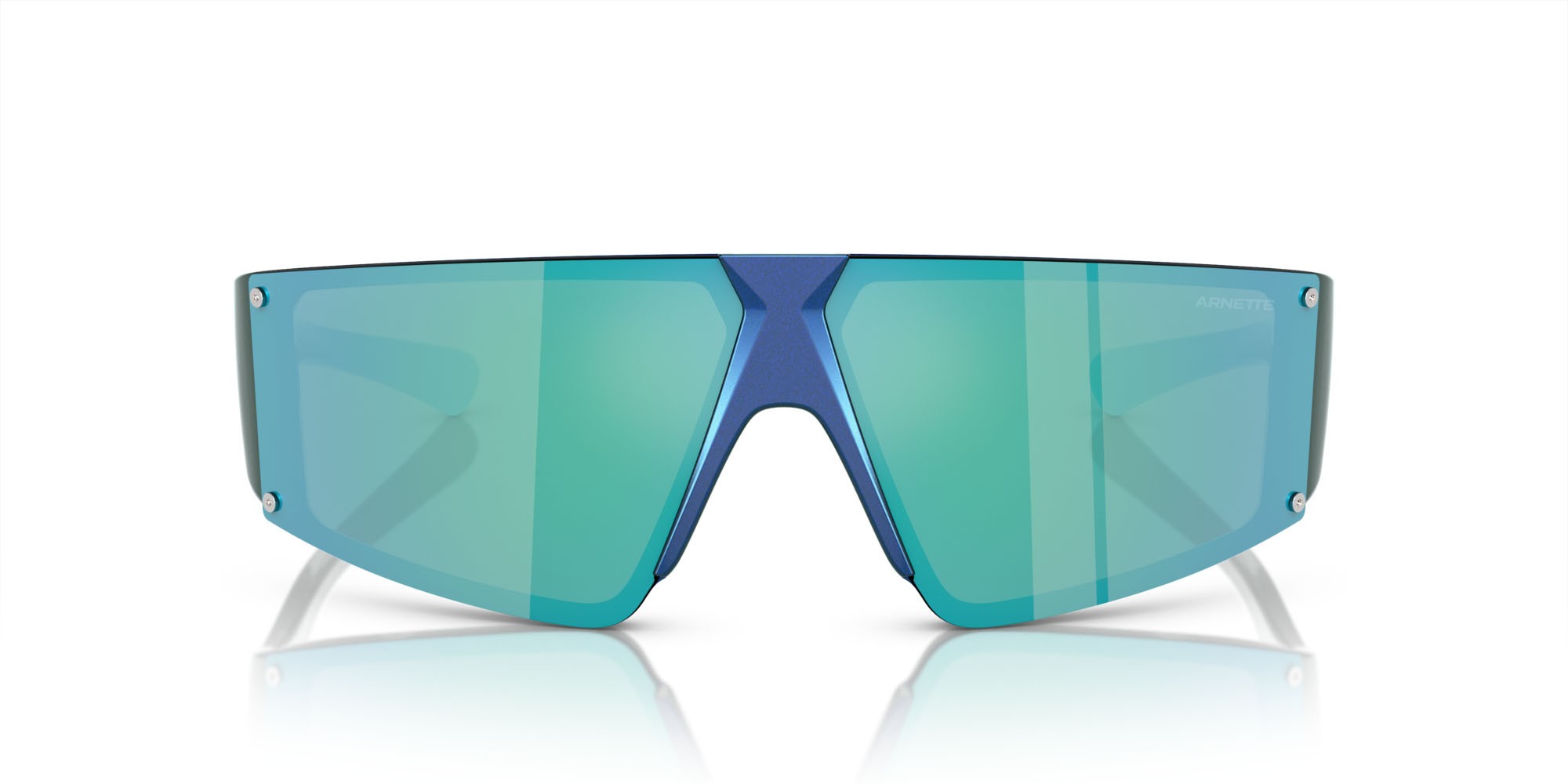 Sonnenbrillen Arnette Saturnya AN 4332 (291855) farbe blu chiaro alumina form rechteckig gläser verde chiaro specchiato blu