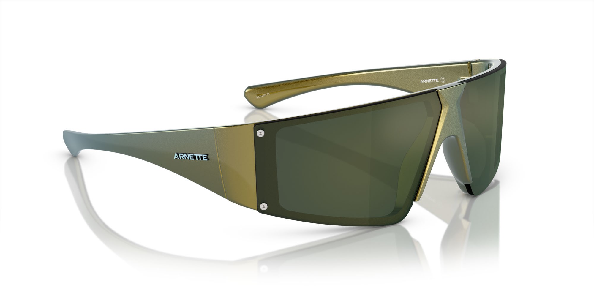 Sonnenbrillen Arnette Saturnya AN 4332 (29196R) farbe petrolio alumina form rechteckig gläser verde chiaro specchiato petrolio