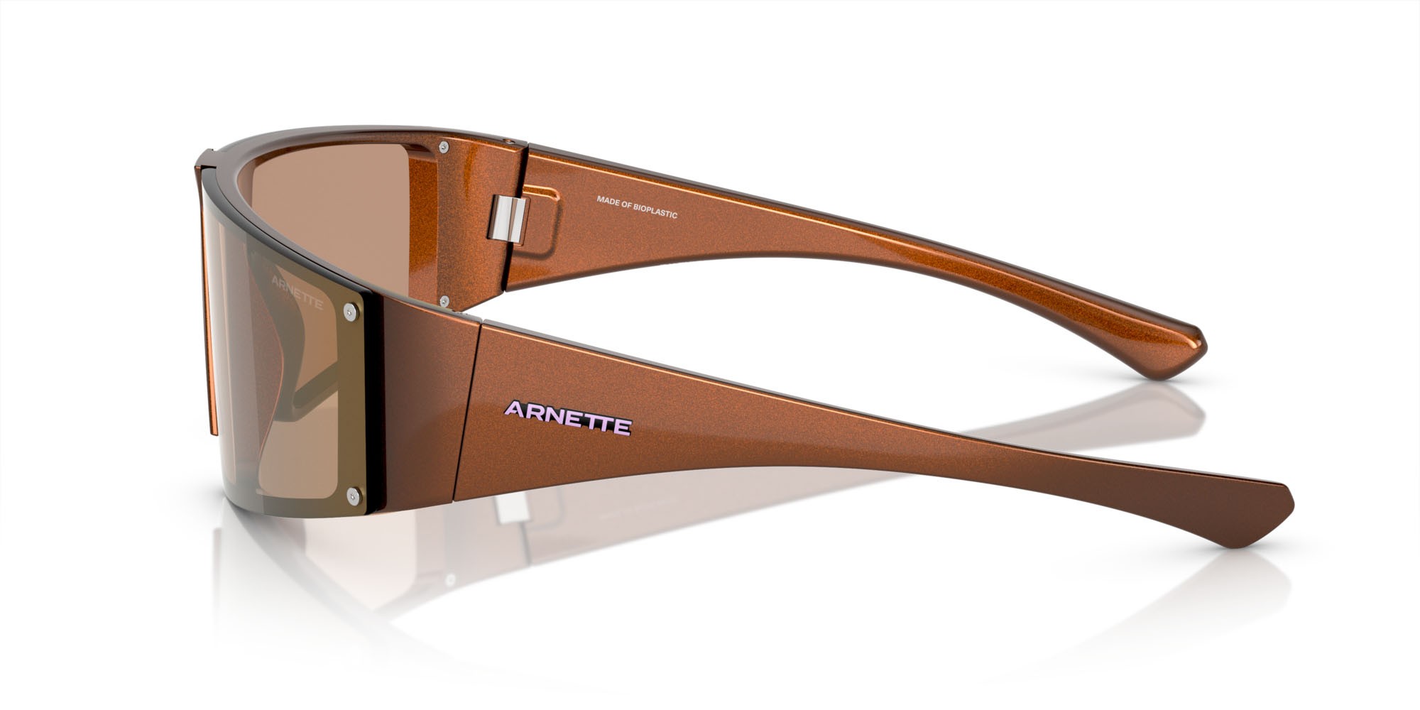 Sonnenbrillen Arnette Saturnya AN 4332 (29217J) farbe bronzo alumina form rechteckig gläser marrone scuro specchiato oro rosé