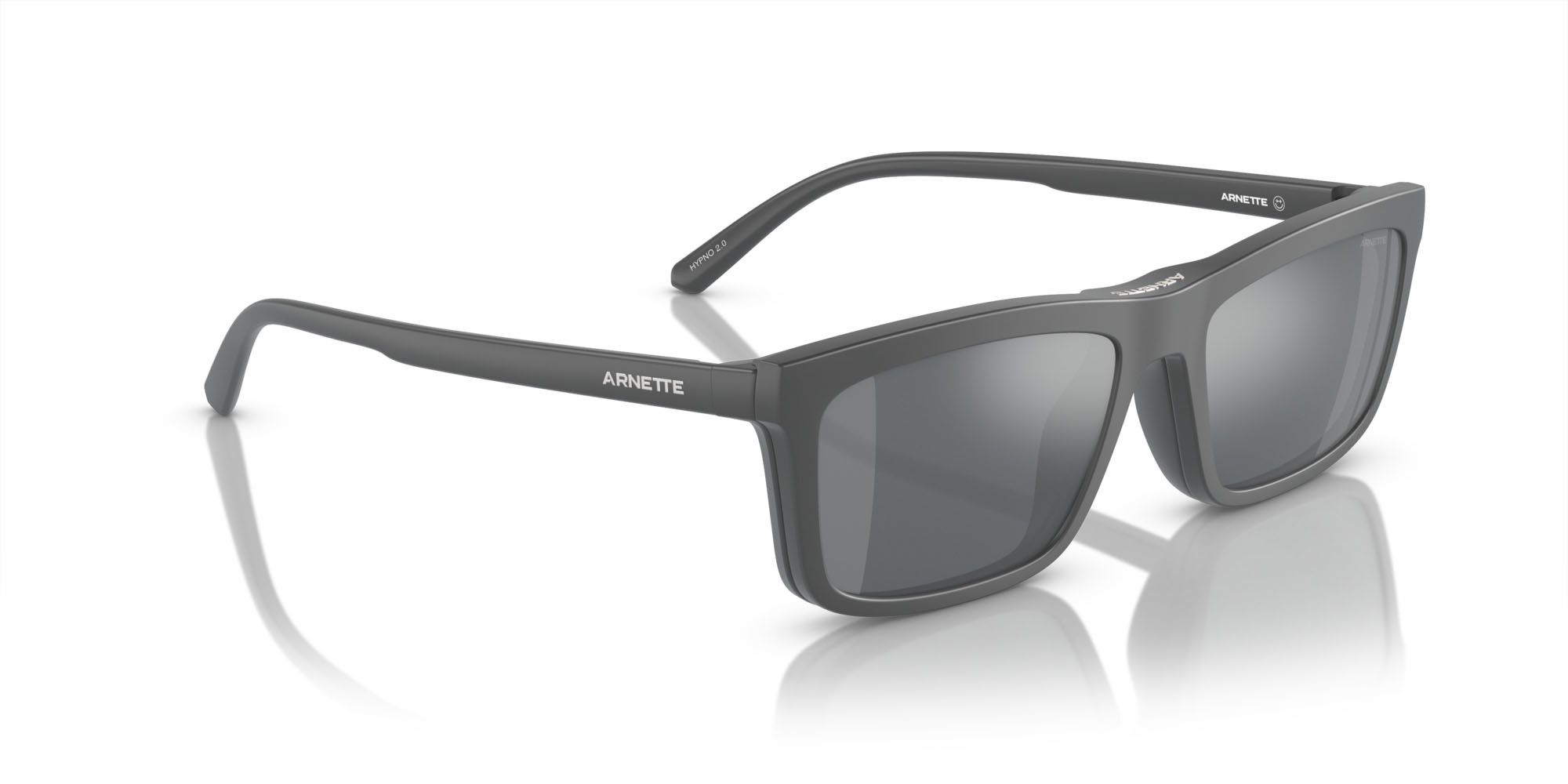 Sunglasses Arnette Hypno 2.0 AN 4333 (28411W) color grigio scuro opaco shape rectangle lenses trasparente