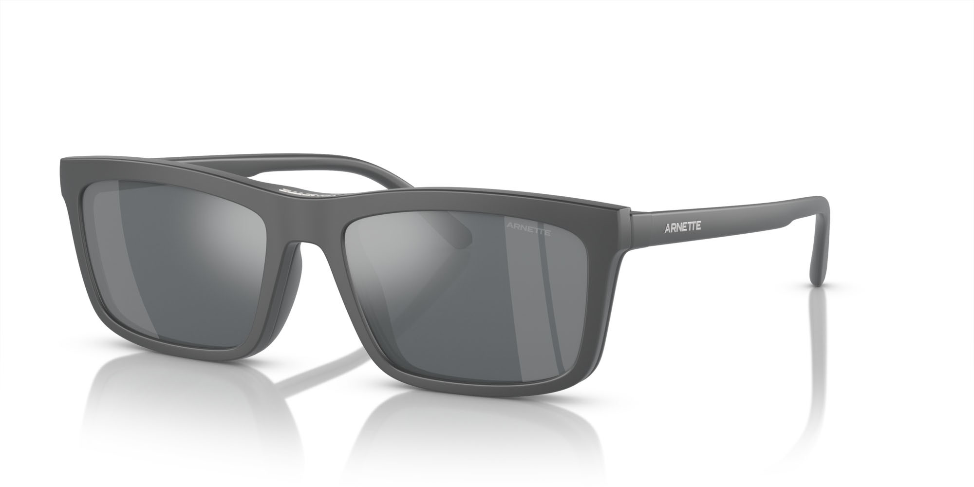 Sunglasses Arnette Hypno 2.0 AN 4333 (28411W) color grigio scuro opaco shape rectangle lenses trasparente