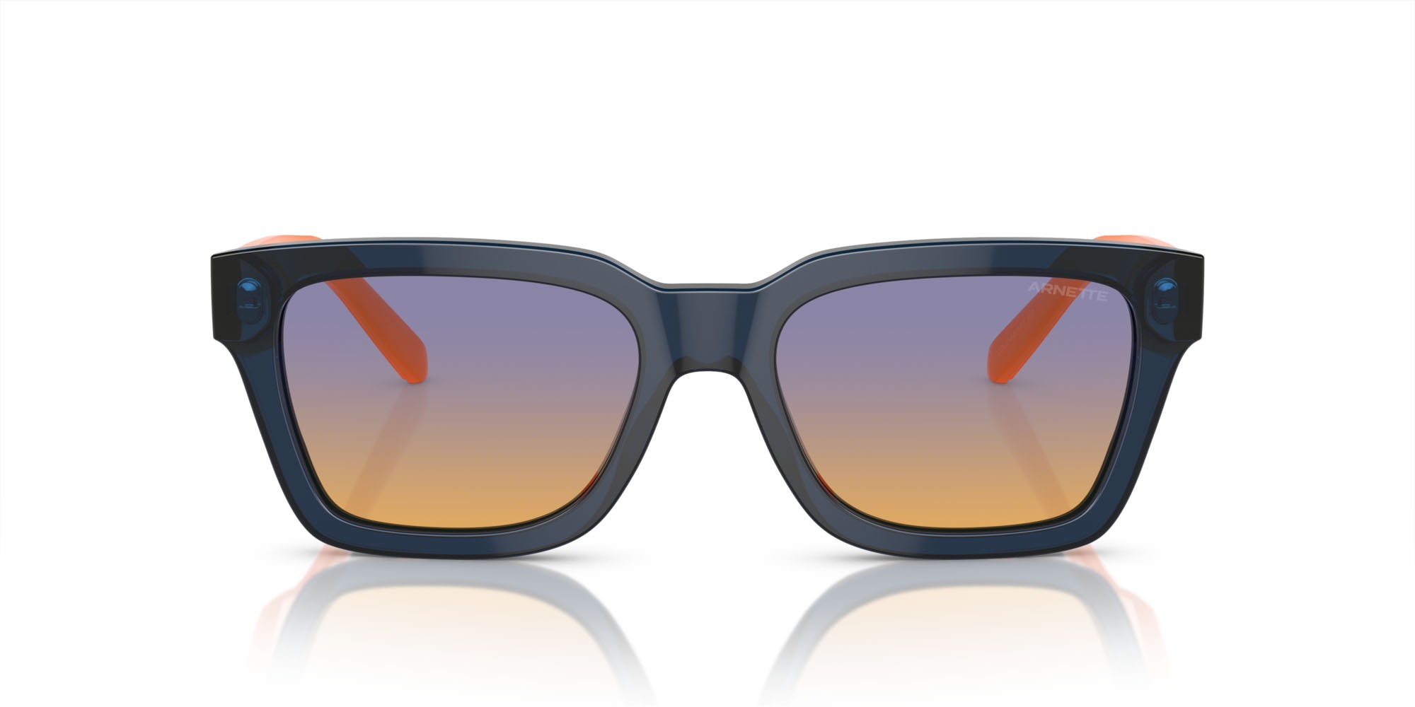 Occhiali da sole Arnette Cold Heart 2.0 AN 4334 (12422H) colore blu trasparente forma quadrato lenti arancione/blu scuro