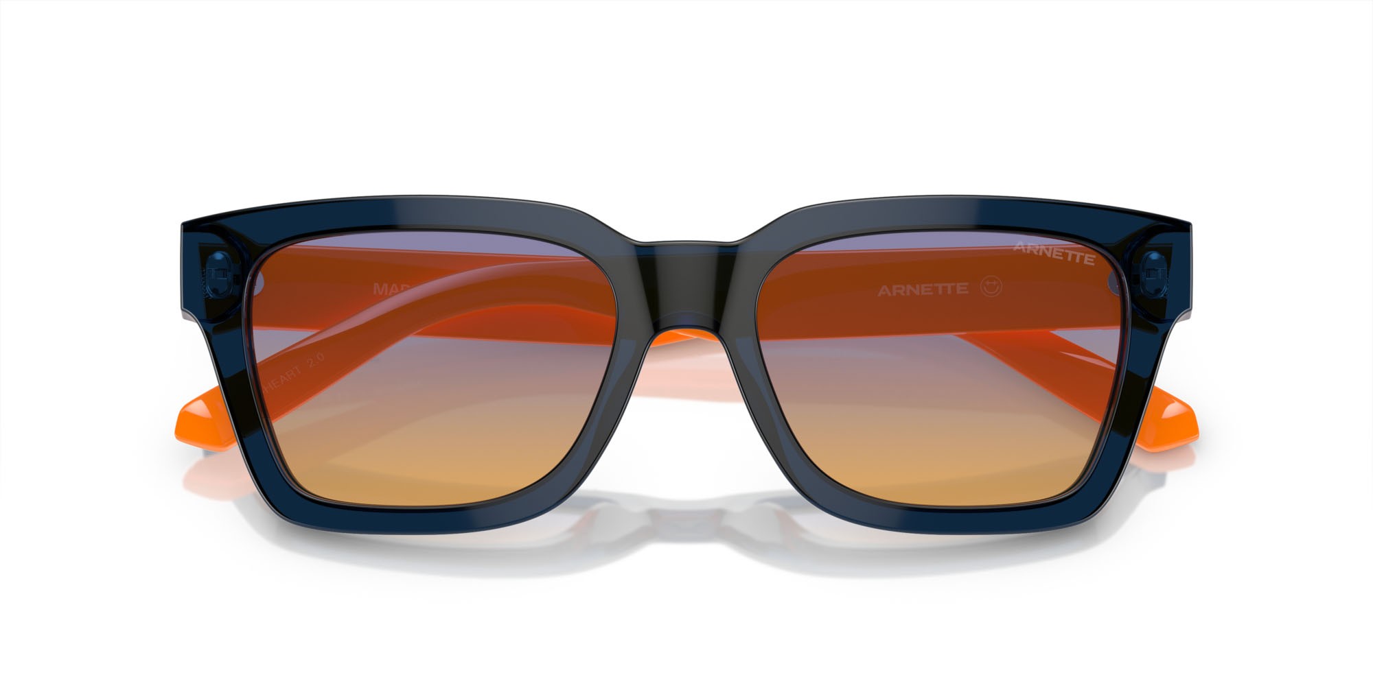Occhiali da sole Arnette Cold Heart 2.0 AN 4334 (12422H) colore blu trasparente forma quadrato lenti arancione/blu scuro