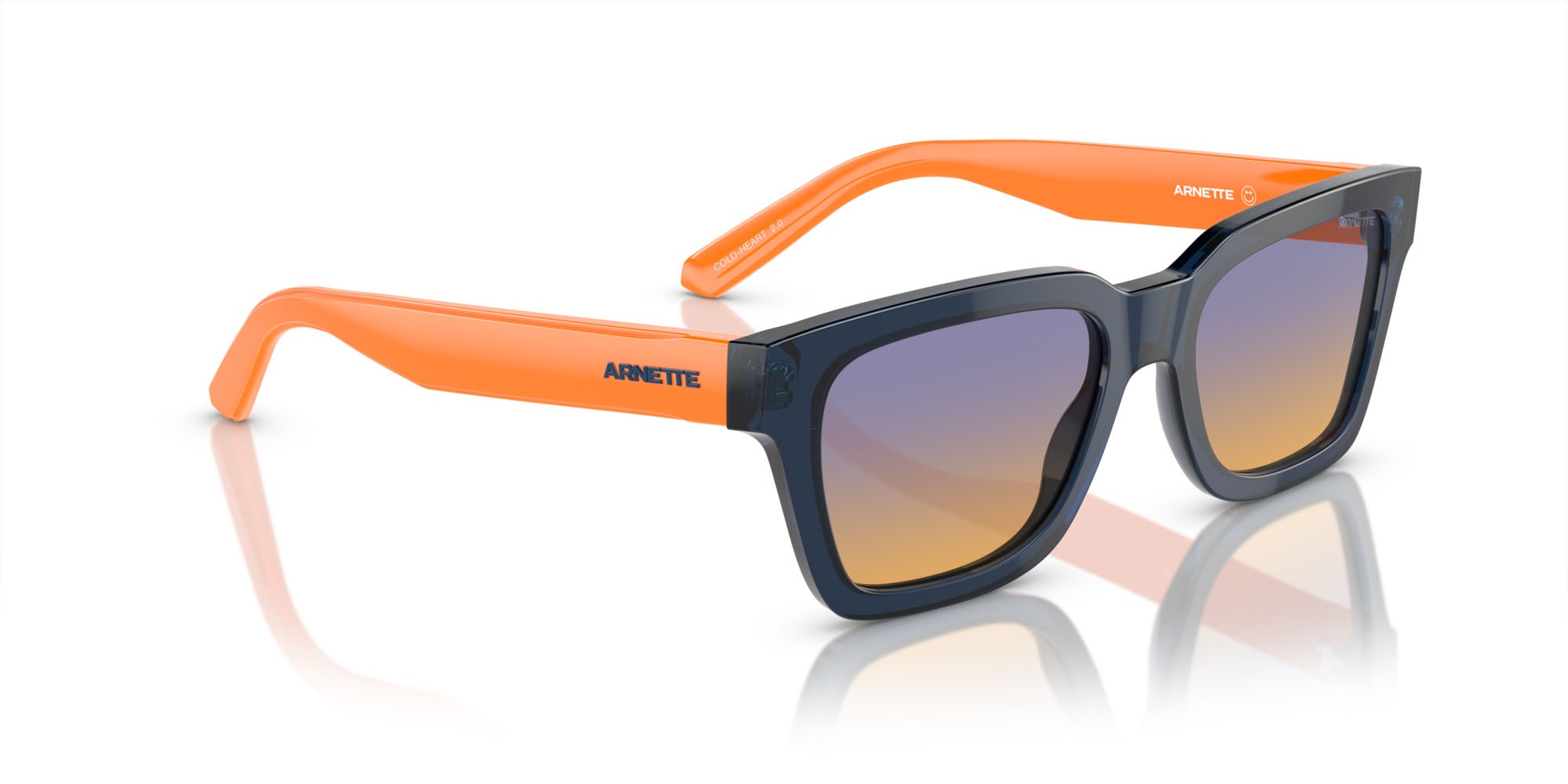 Occhiali da sole Arnette Cold Heart 2.0 AN 4334 (12422H) colore blu trasparente forma quadrato lenti arancione/blu scuro