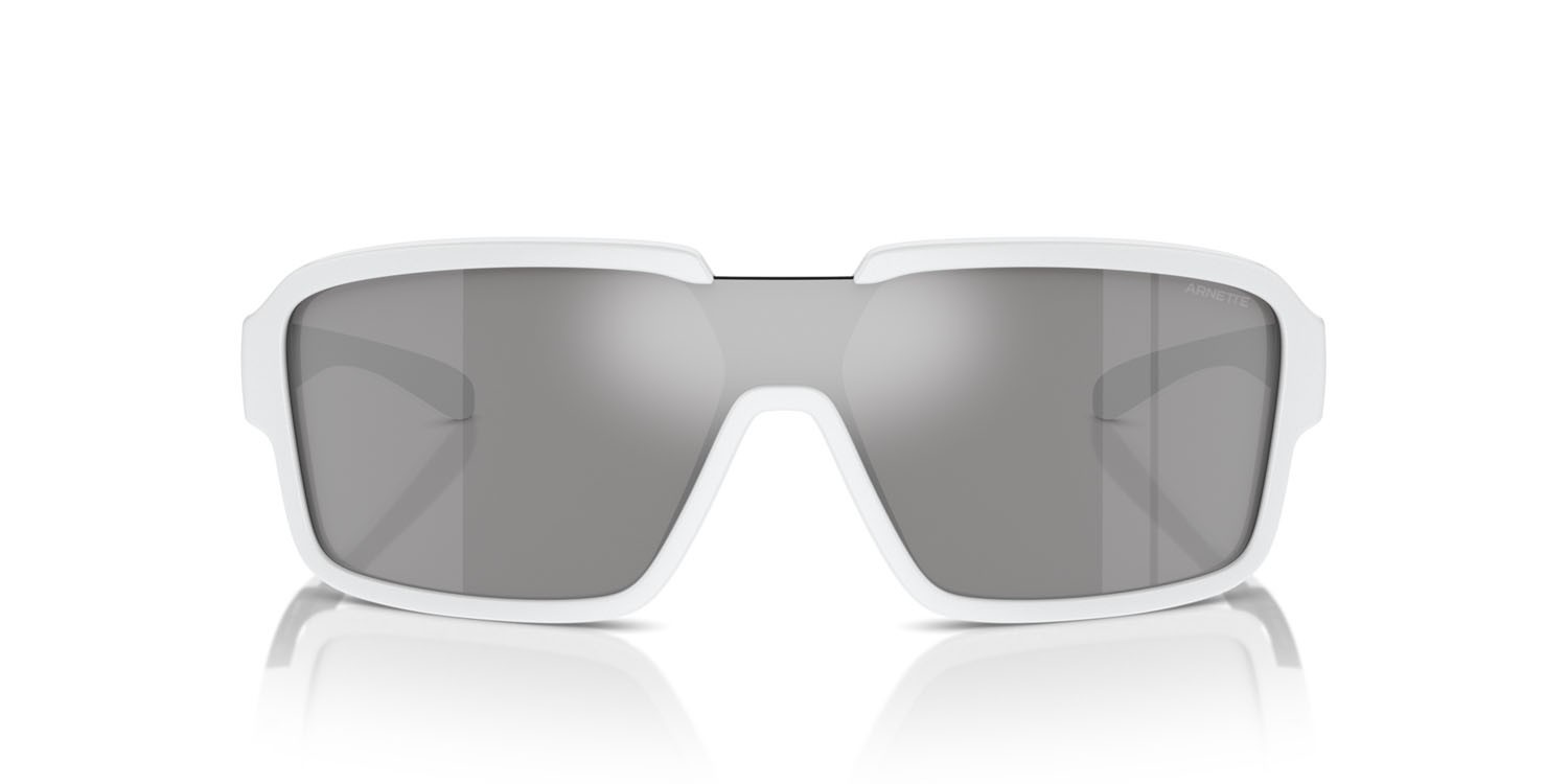 Sonnenbrillen Arnette Fresa AN 4335 (27796G) farbe white matte/shiny form quadratisch gläser grigio chiaro specchiato argento