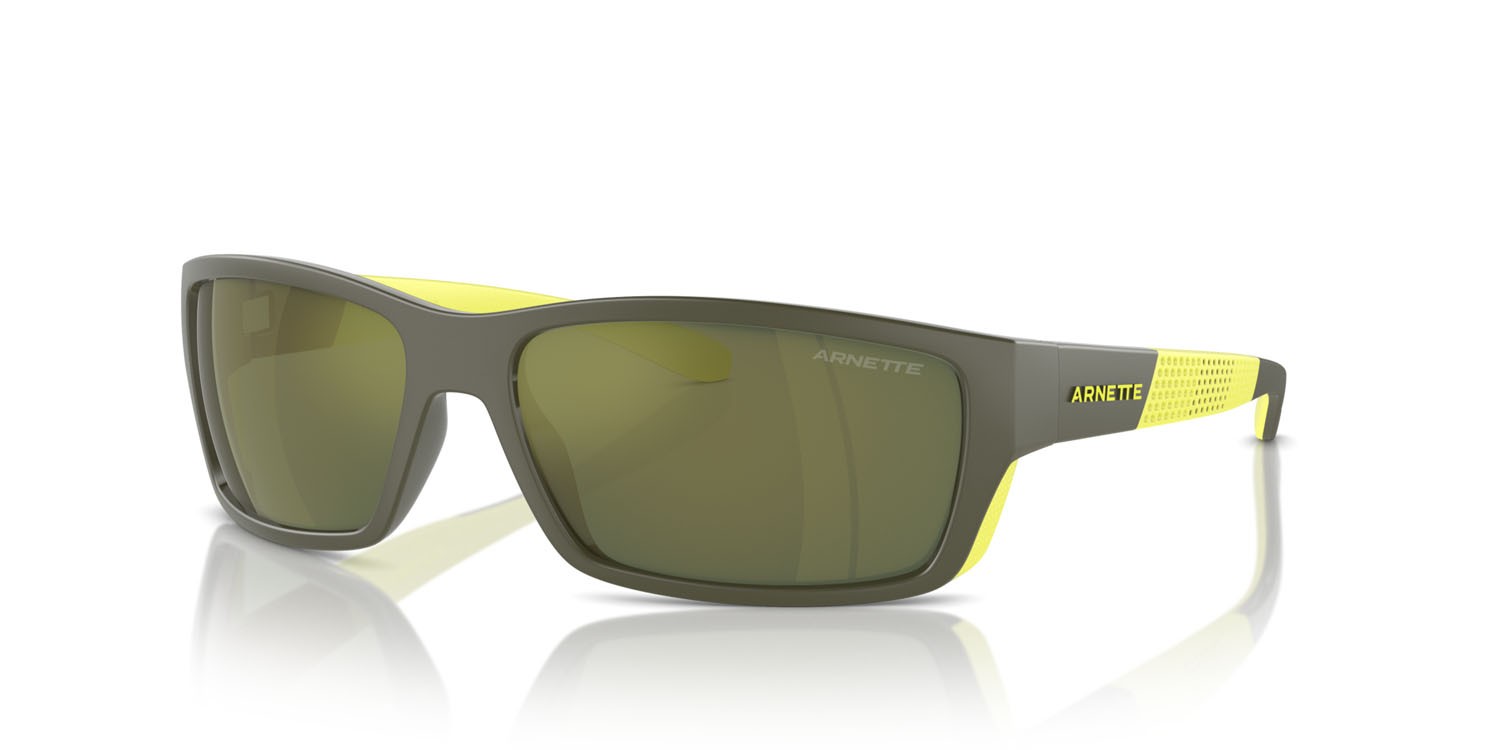 Sonnenbrillen Arnette Frambuesa AN 4336 (28546R) farbe military/lime matte/shiny form rechteckig gläser verde scuro specchiato petrolio