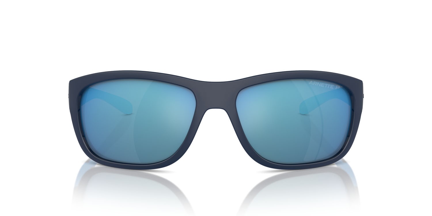 Occhiali da sole Arnette Floresta AN 4337 (275422) colore dark blue/lt blue matte/shiny forma quadrato lenti polarizzata grigio scuro specchiato blu marino