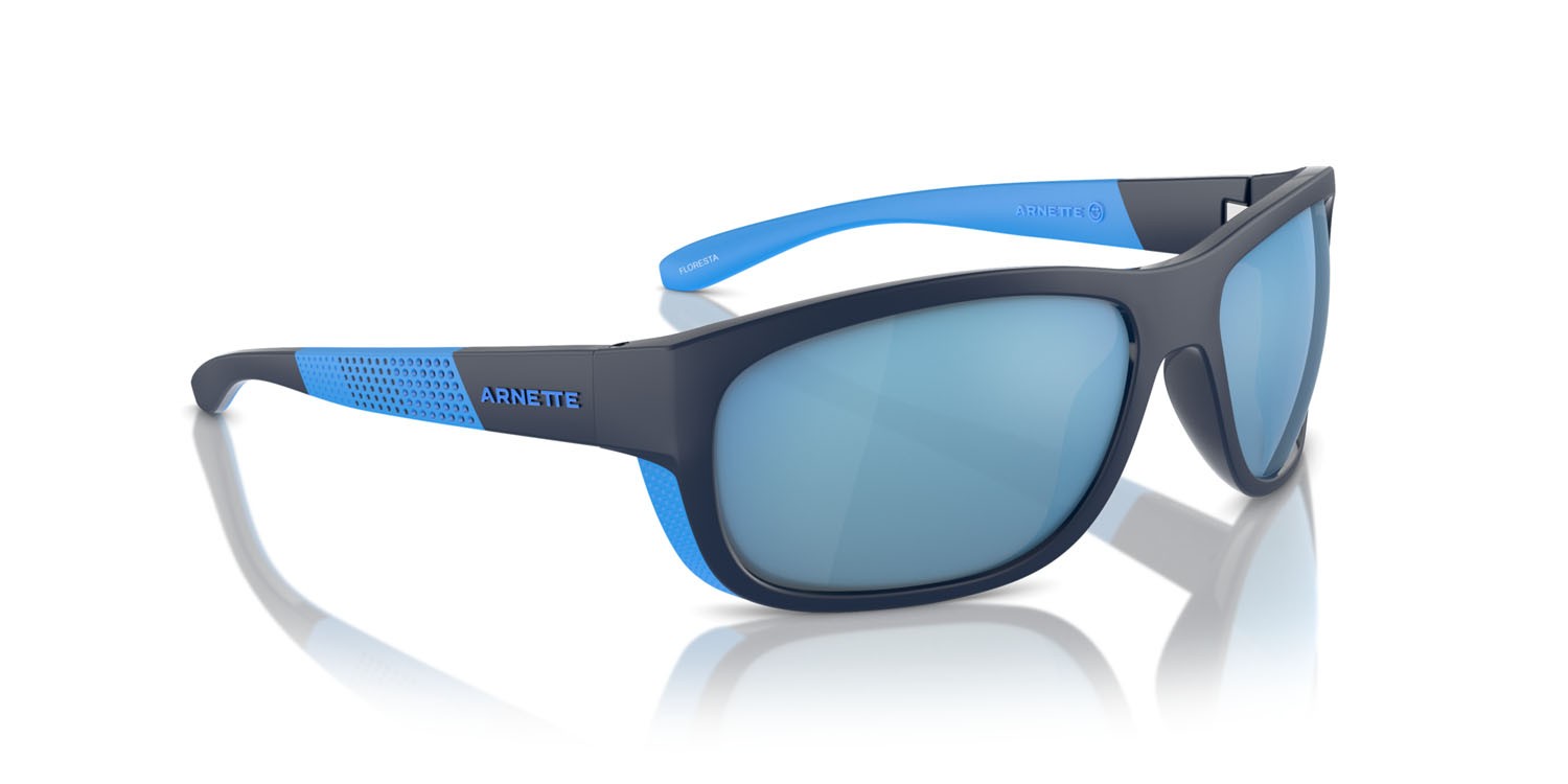 Occhiali da sole Arnette Floresta AN 4337 (275422) colore dark blue/lt blue matte/shiny forma quadrato lenti polarizzata grigio scuro specchiato blu marino