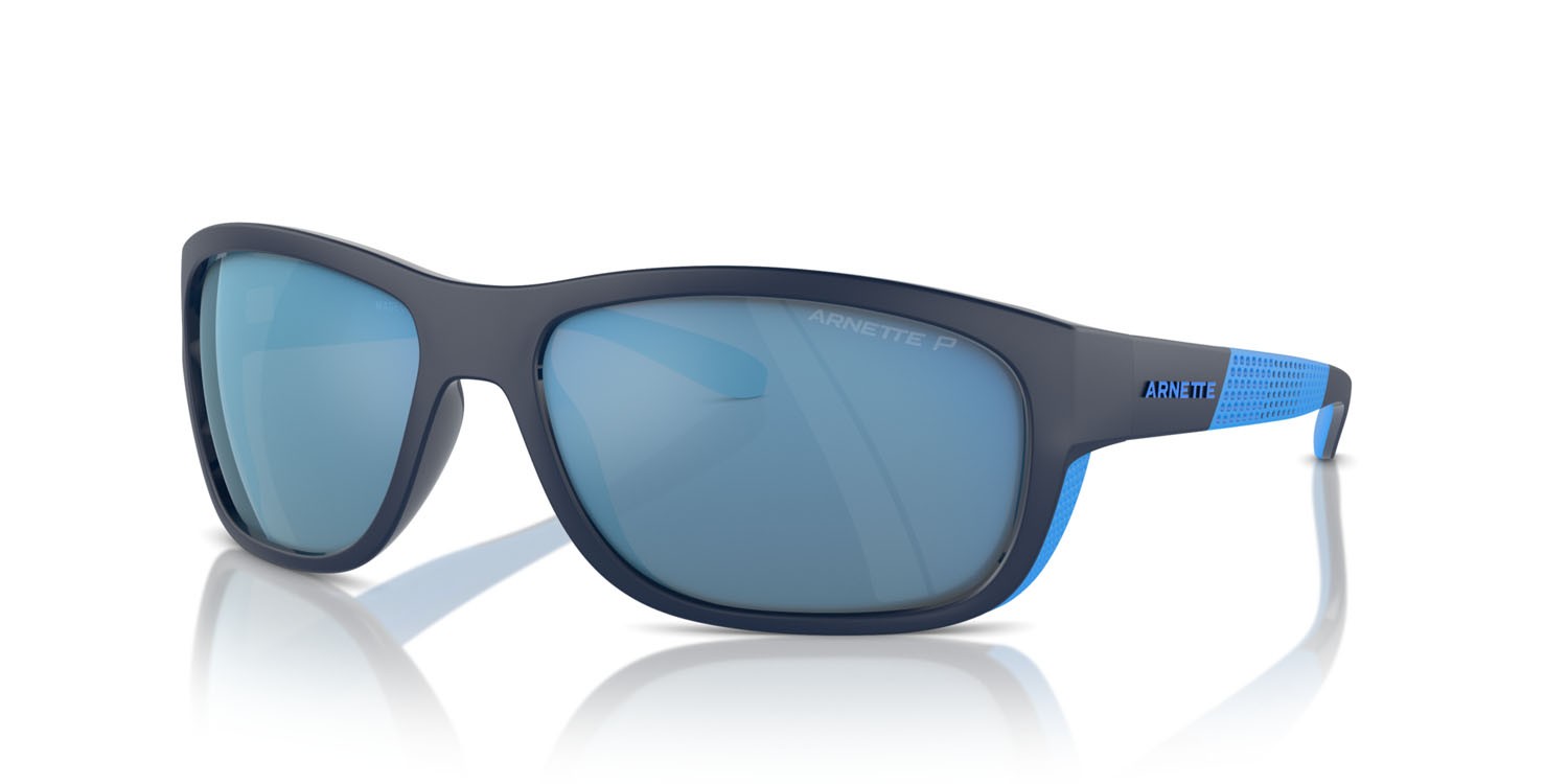 Occhiali da sole Arnette Floresta AN 4337 (275422) colore dark blue/lt blue matte/shiny forma quadrato lenti polarizzata grigio scuro specchiato blu marino