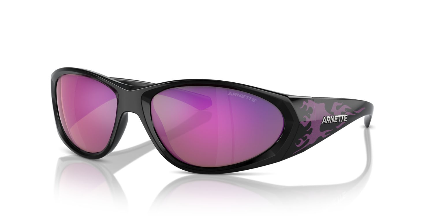 Sonnenbrillen Arnette Ilum 2.0 AN 4342 (29484X) farbe black/violet flames form rechteckig gläser viola specchiato grigio