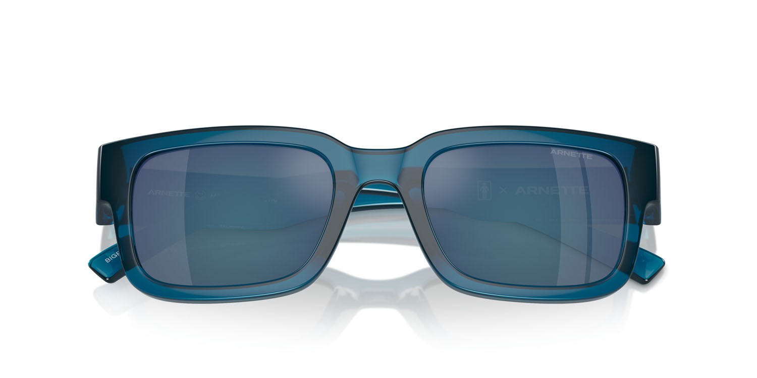 Sonnenbrillen Arnette Bigflip AN 4343 (295555) farbe blu trasparente form rechteckig gläser blu specchiato