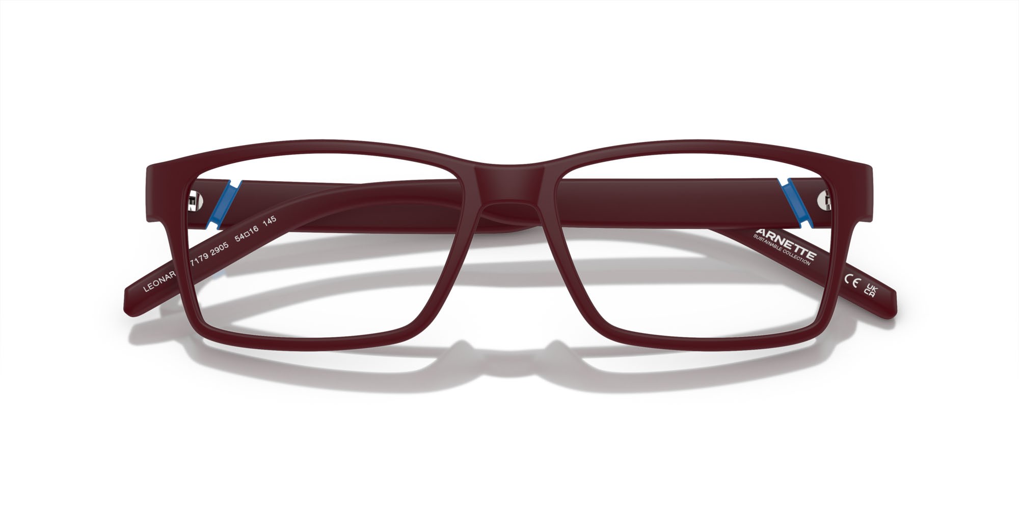 Brillen Arnette Leonardo AN 7179 (2905) farbe bordeaux opaco form rechteckig gläser lente demo