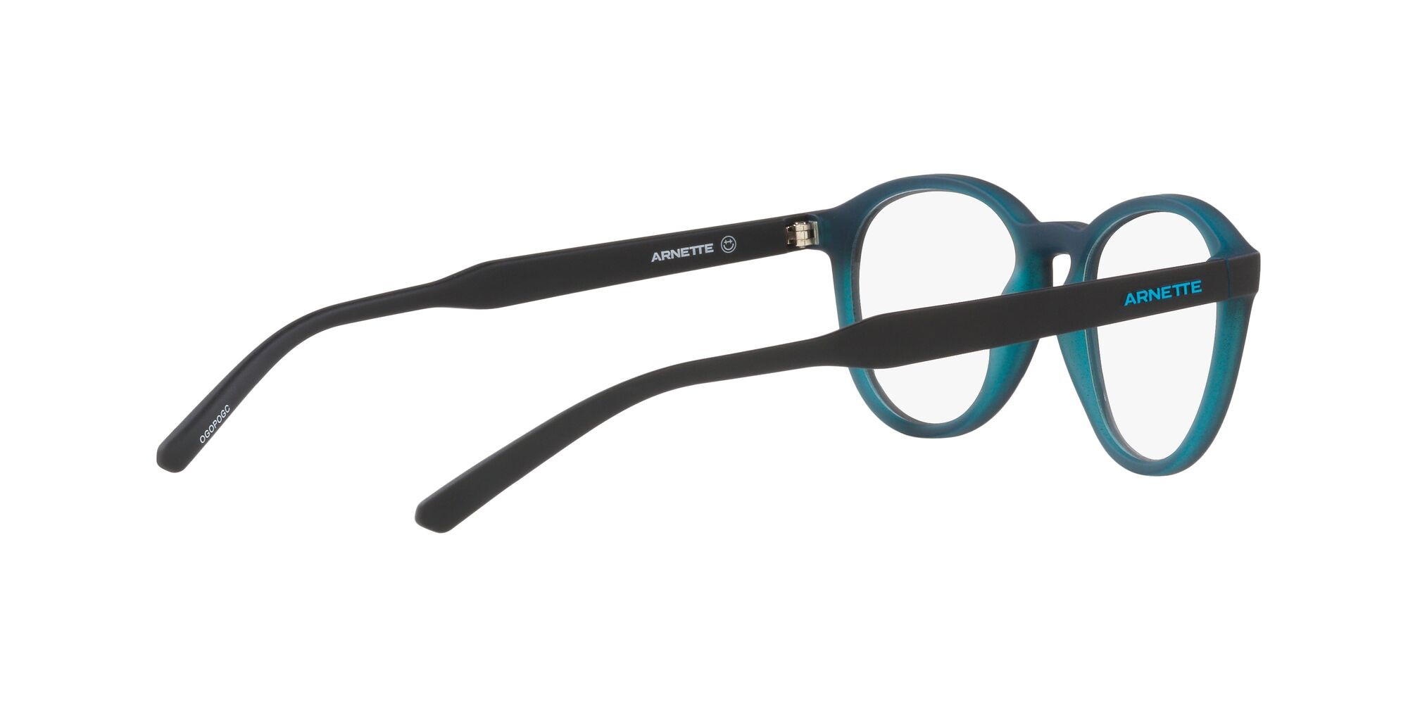 Brillen Arnette Ogopogo AN 7218 (2830) farbe nero opaco su ciano form rund gläser trasparente