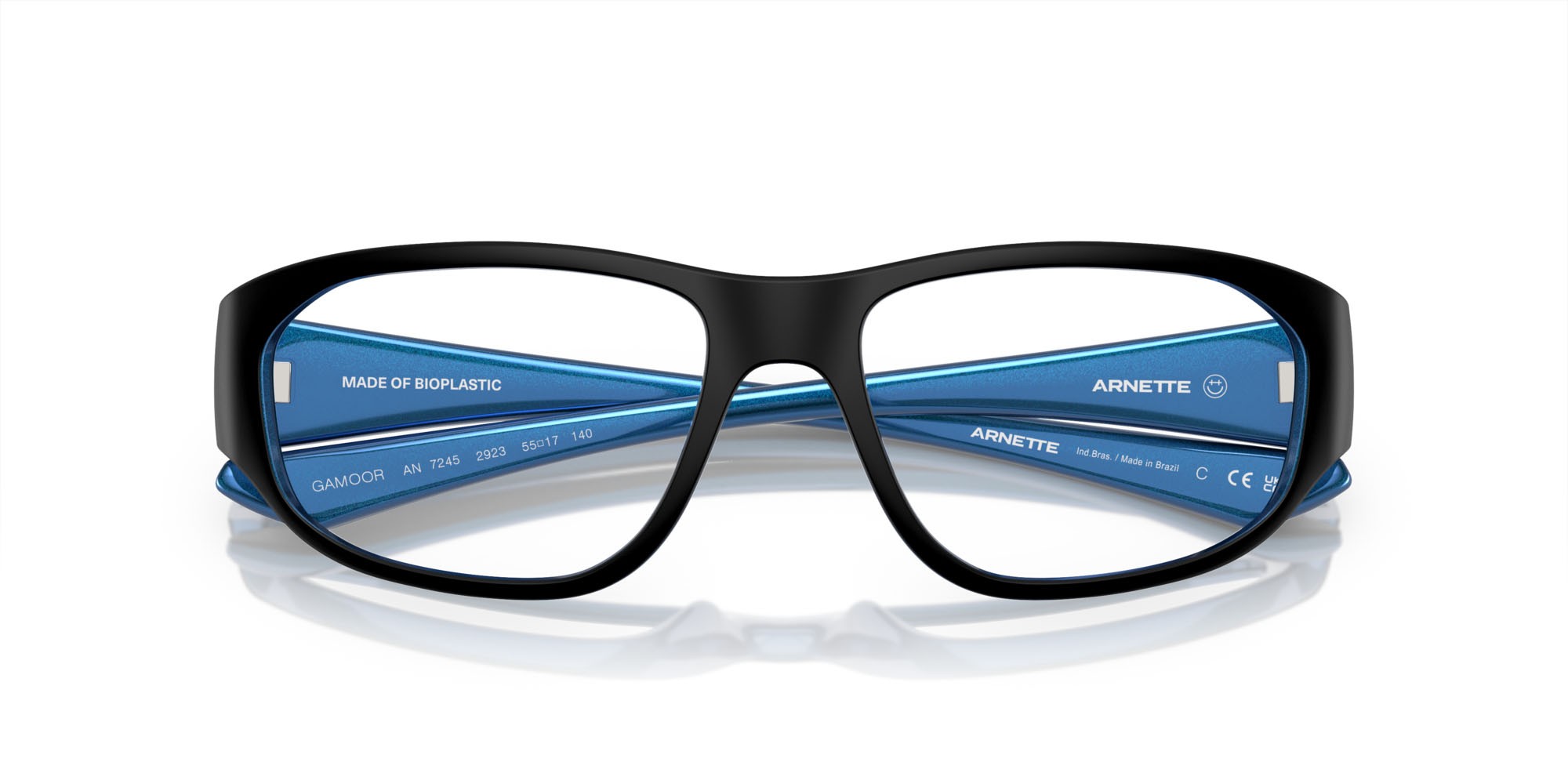 Brillen Arnette Gamoor AN 7245 (2923) farbe nero opaco/blu allumina form quadratisch gläser lente demo