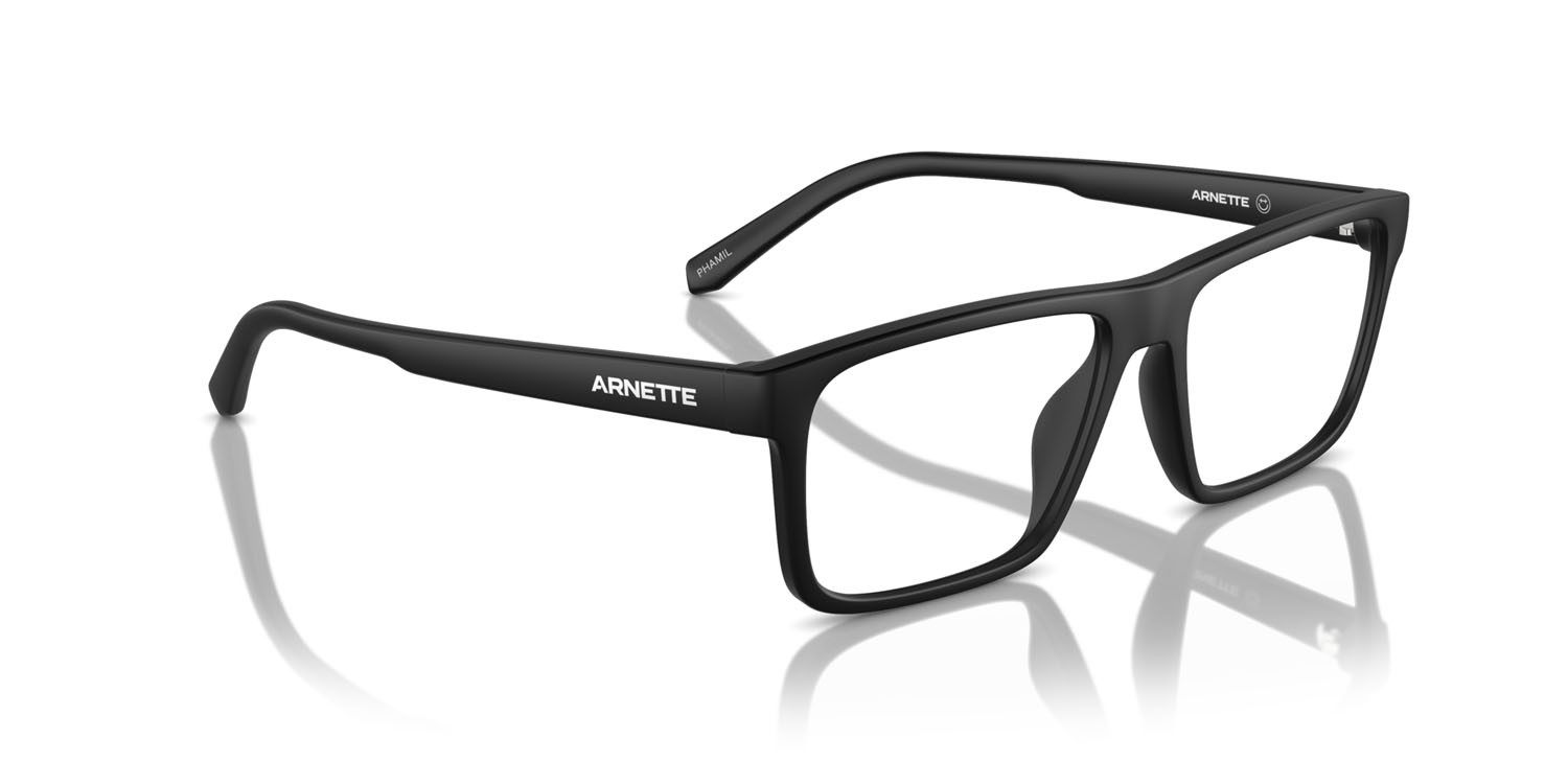 Occhiali da vista Arnette Phamil AN 7251U (2753) colore nero opaco forma quadrato lenti trasparente