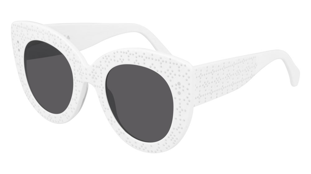 Sunglasses Azzedine Alaïa Pattern AA0042S-002 color white shape cat eye lenses grey