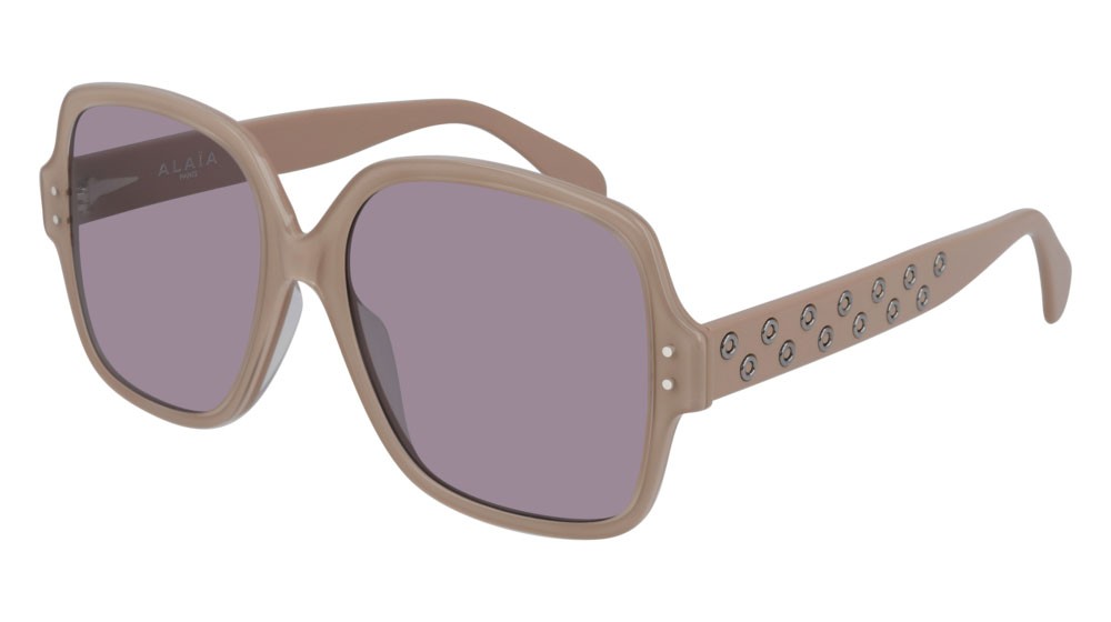 Sunglasses Azzedine Alaïa Studs AA0037S-003 color nude shape rectangle lenses violet