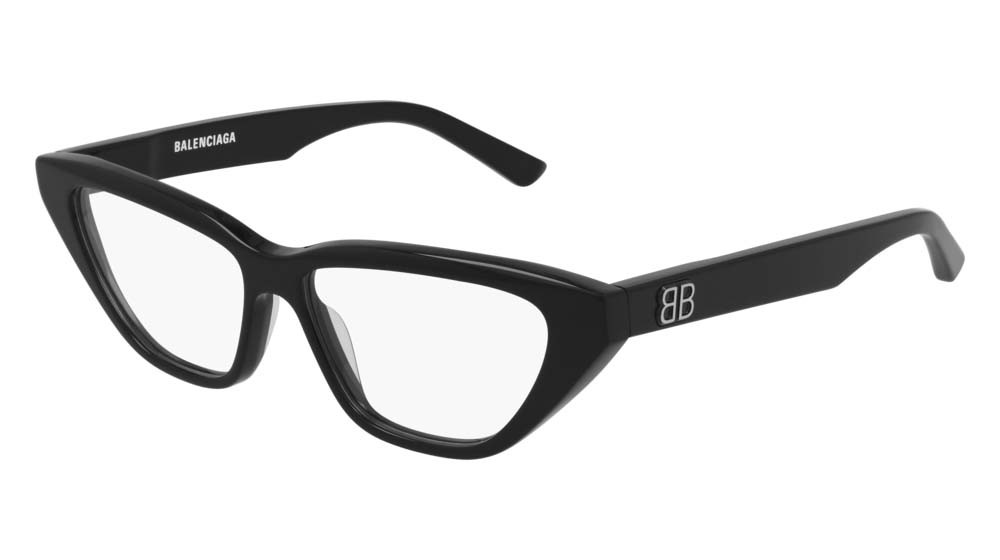 Eyeglasses Balenciaga Everyday BB0128O-001 color black shape cat eye lenses transparent