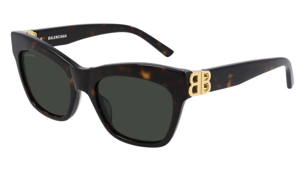 Sunglasses Balenciaga Everyday BB0132S-002 color gold shape cat eye lenses green
