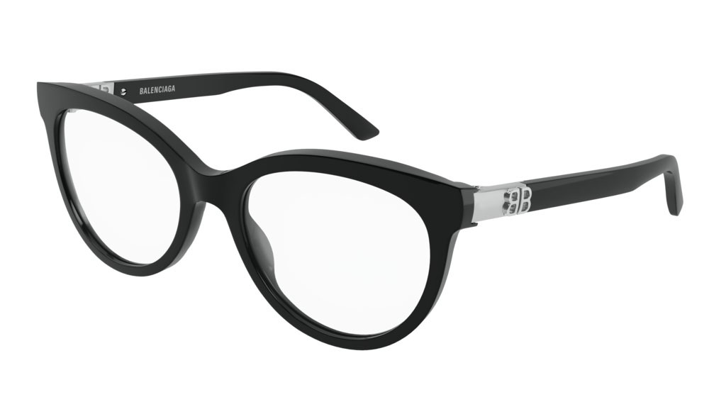 Eyeglasses Balenciaga Everyday BB0185O-001 color black shape round lenses transparent