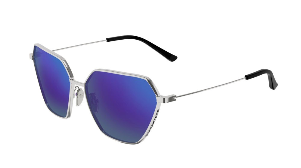 Sunglasses Balenciaga Everyday BB0194S-003 color ruthenium shape butterfly lenses violet
