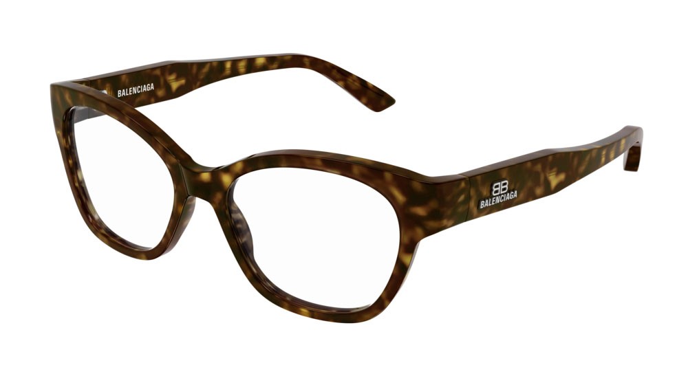 Eyeglasses Balenciaga Everyday BB0213O-002 color havana shape cat eye lenses transparent