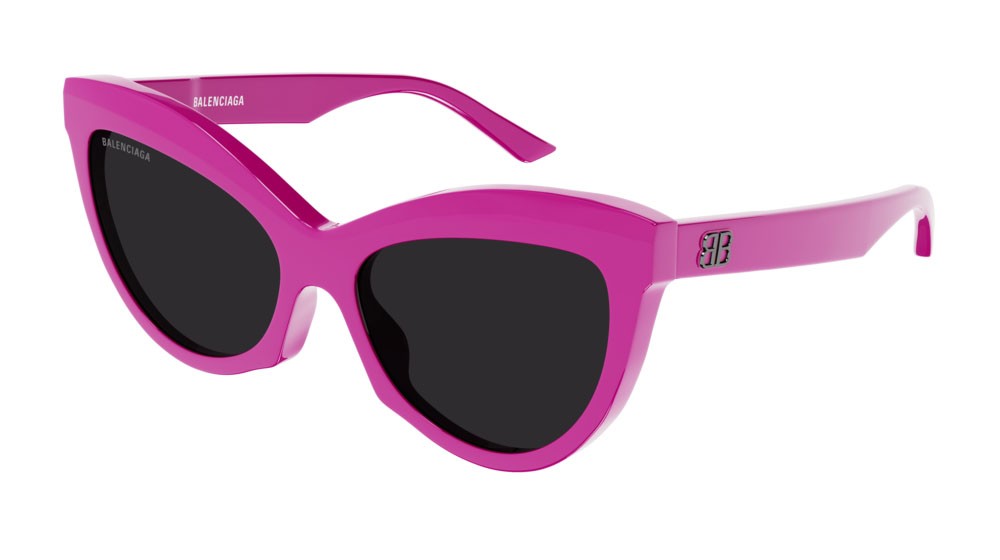 Sunglasses Balenciaga Everyday BB0217S-003 color fuchsia shape cat eye lenses grey